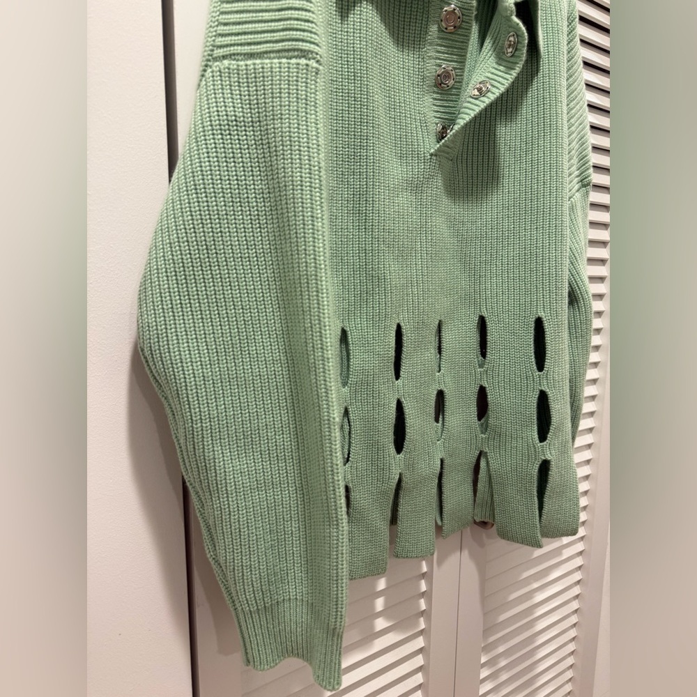 Nanushka Cashmere Mint Green Sweater with Cut-Out Design - Picture 3 of 9